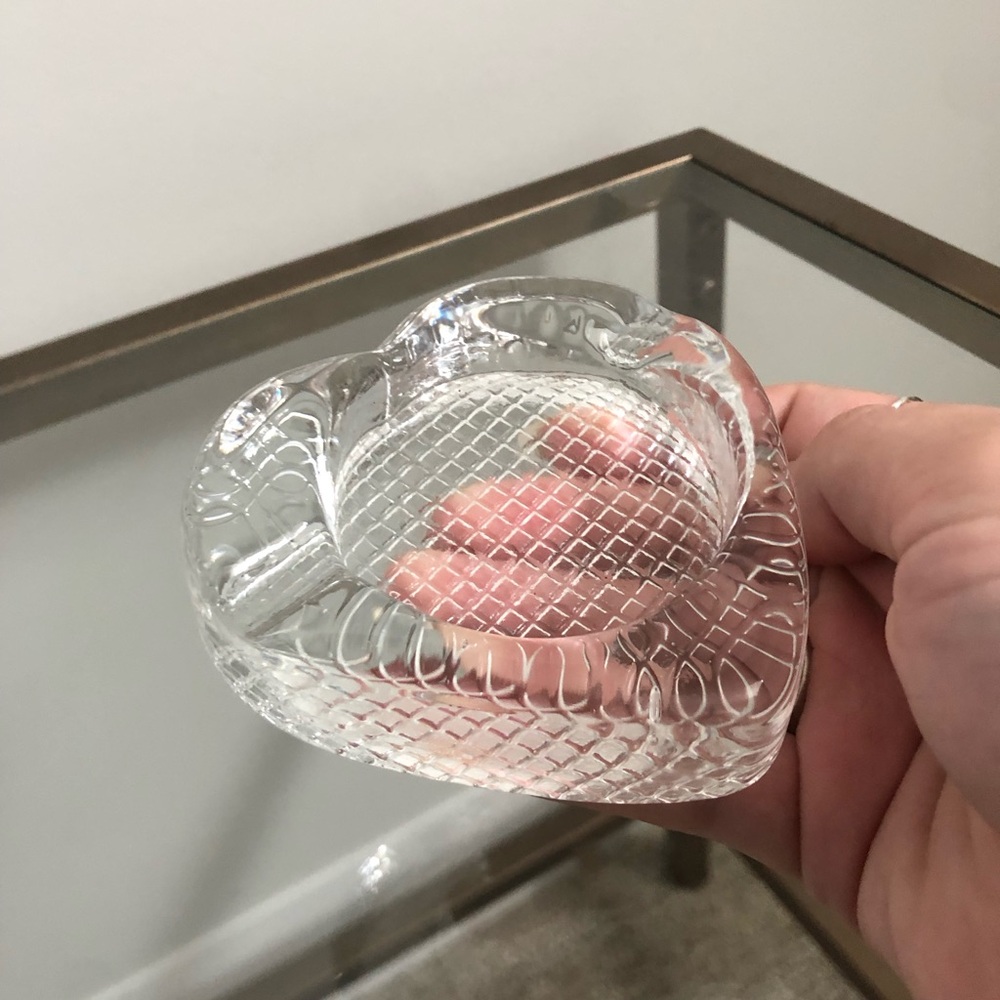 Clear Glass Heart Ashtray or Tealight Holder